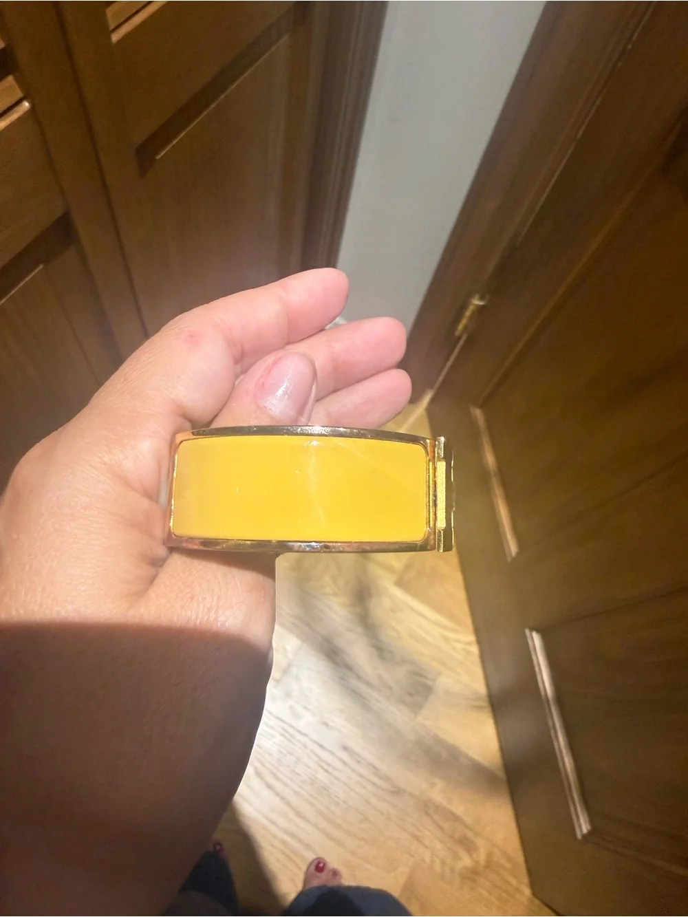 Hermes Yellow Enamel H Cuff Bracelet